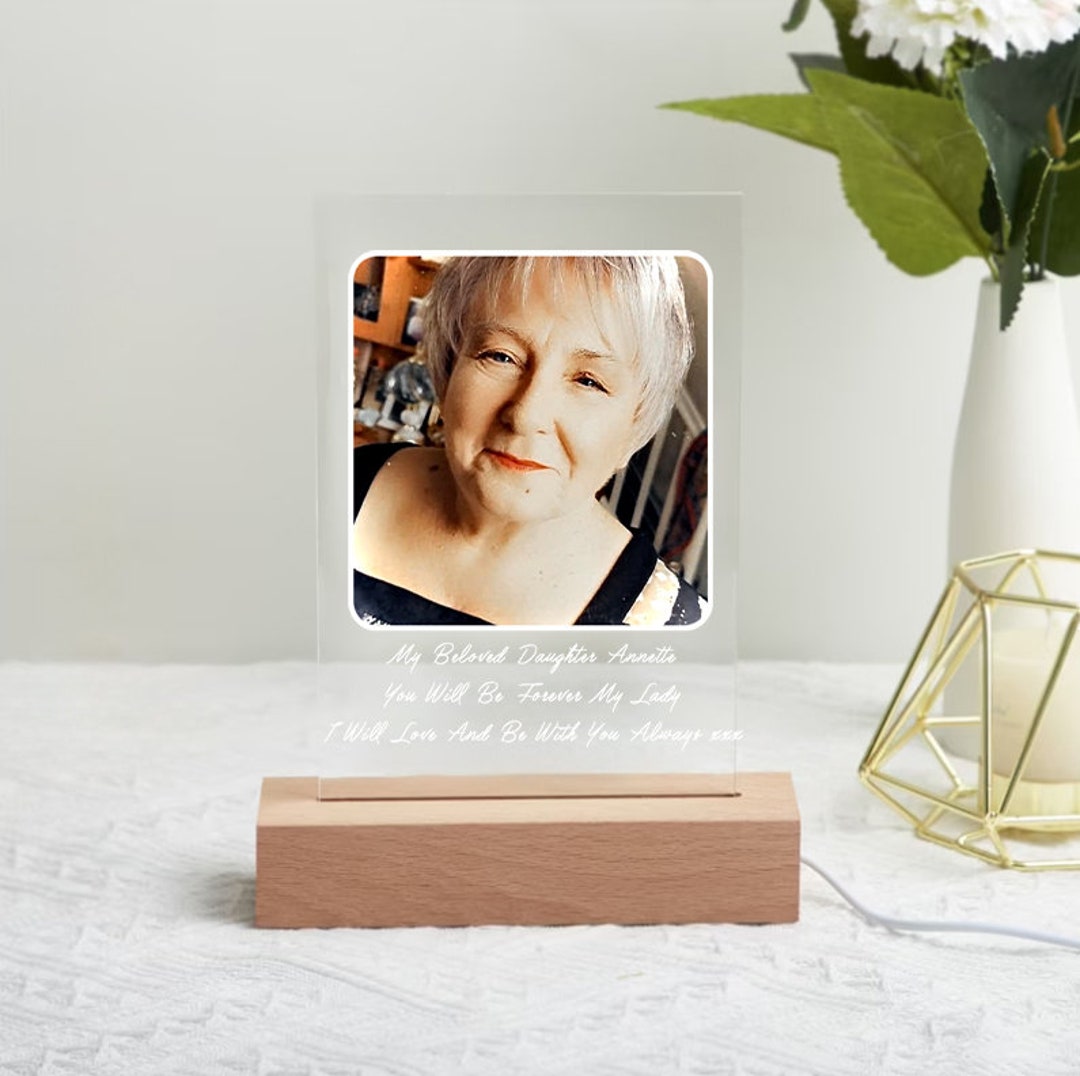 Custom Memorial Gift Personalized Photo LED Wood Stand Room Etsy