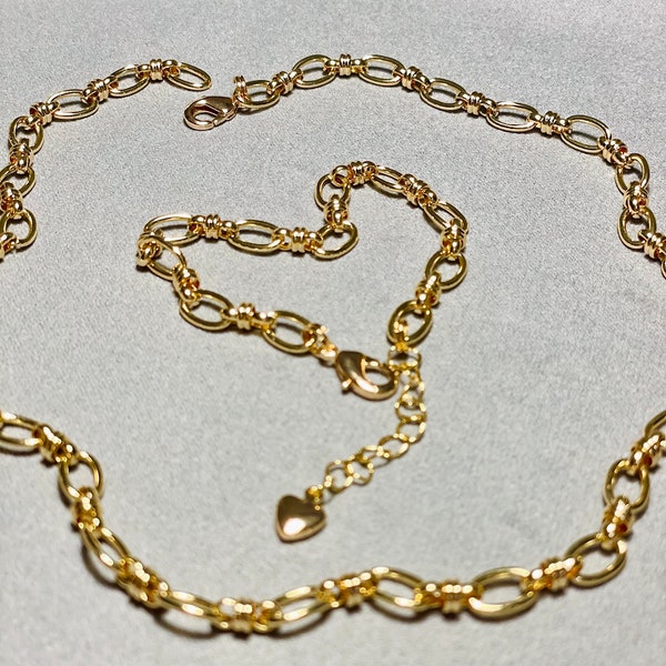 Collier chaine en gros maillons en Laiton Plaqué Or 24K• Bijoux de Haute Qualité • unisexe • chaîne en Or • cadeau anniversaire • bohème