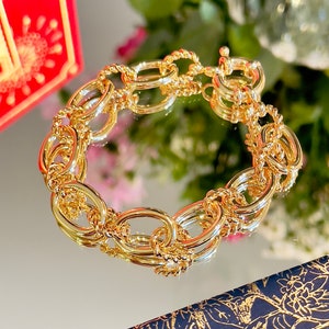 18K Gold Plated Brass Chain Bracelets High Quality Jewelry for women Christmas gift large link chain boho fashion trend image 4