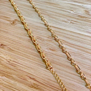 24K Gold Plated Brass Chain Bracelets High Quality Jewelry for women Valentine's Day gift large/thin chain links fashion trend image 6