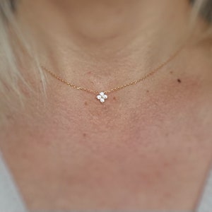 925 Sterling Silver Necklace with 18k Gold Plated Zirconia Flower Pendant • High Quality Jewelry • Anniversary Gift • Diamond Necklace