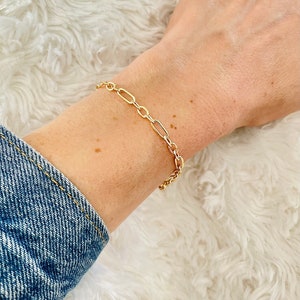 24K Gold Plated Brass Chain Bracelets High Quality Jewelry for women Valentine's Day gift large/thin chain links fashion trend Maillons fine