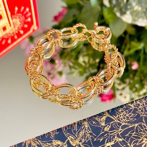 18K Gold Plated Brass Chain Bracelets High Quality Jewelry for women Christmas gift large link chain boho fashion trend image 6
