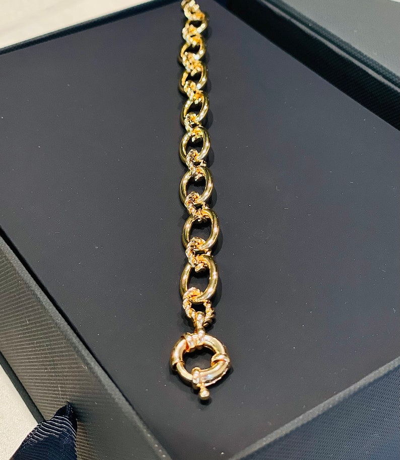 18K Gold Plated Brass Chain Bracelets High Quality Jewelry for women Christmas gift large link chain boho fashion trend image 2