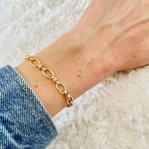 24K Gold Plated Brass Chain Bracelets High Quality Jewelry for women Valentine's Day gift large/thin chain links fashion trend Maillons gros
