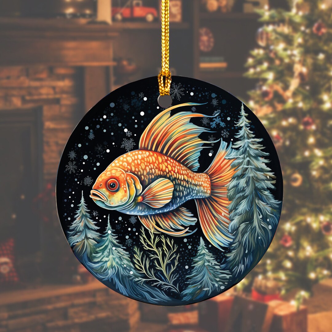 Discus Fish Ceramic Ornament Discus Fish Christmas Ornament Etsy