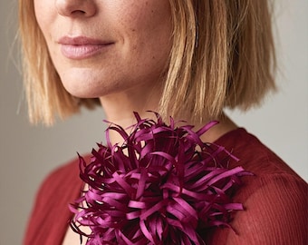 Handcrafted Italian Silk Flower Brooch – Large Fuchsia Statement Lapel Pin