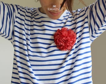 Handmade Red Silk Carnation Large Flower Brooch to Spice Up your Preppy Attire, Trendy Red Scarlet Flower Lapel Pin for Fashionable Gifts