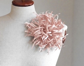 Silk Flower Brooch Large Pink Floral Pin Women Chrysanthemum Lapel Corsage Statement Accessory Bride Bridesmaid Mother Gift