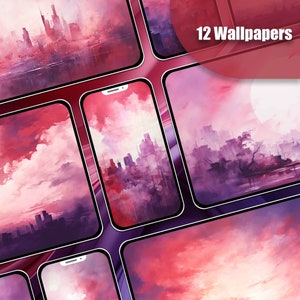 City Wallpaper Purple Wallpaper Red Wallpaper Mobile Lockscreen Desktop Screensaver iPhone Wallpaper Android Wallpaper Phone Background