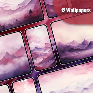 Mountain Wallpaper Purple Wallpaper Red Wallpaper Mobile Lockscreen Desktop Screensaver iPhone Wallpaper Android Wallpaper Phone Background
