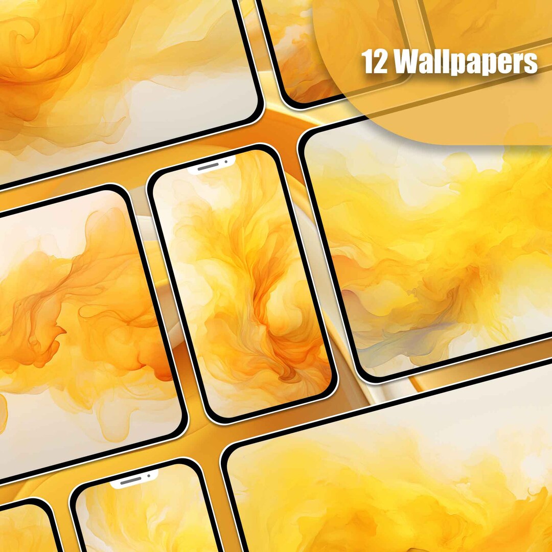 Abstract Wallpaper Yellow Wallpaper Mobile Lockscreen Desktop Etsy