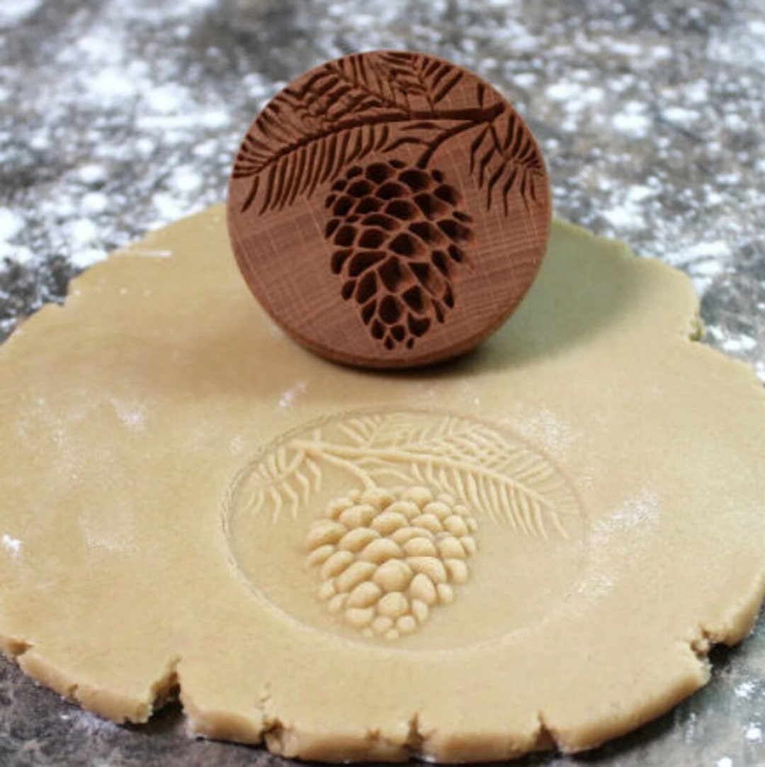 Pinecone Wooden Cookie Stamp Christmas Cookie Stamp Etsy