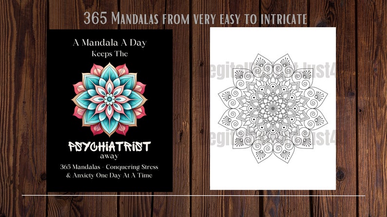 365 Mandala Coloring Book Pages, Stress Anxiety Relief, Printable PDF ...
