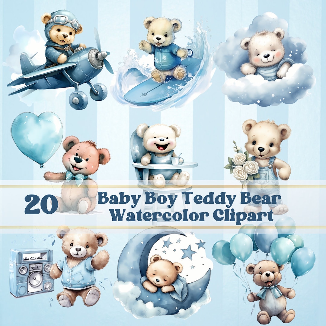 Blue Baby Boy Teddy Bear Clipart, Commercial Use, Transparent Png, Junk