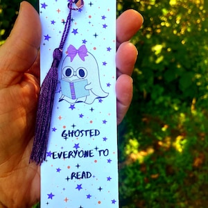 Ghost-bladwijzer voor Halloween | Spookachtige leuke bladwijzer met kwastje | Schoolachtig halloweencadeau voor meisjes | Boo-mandvuller | Reader Esthetiek