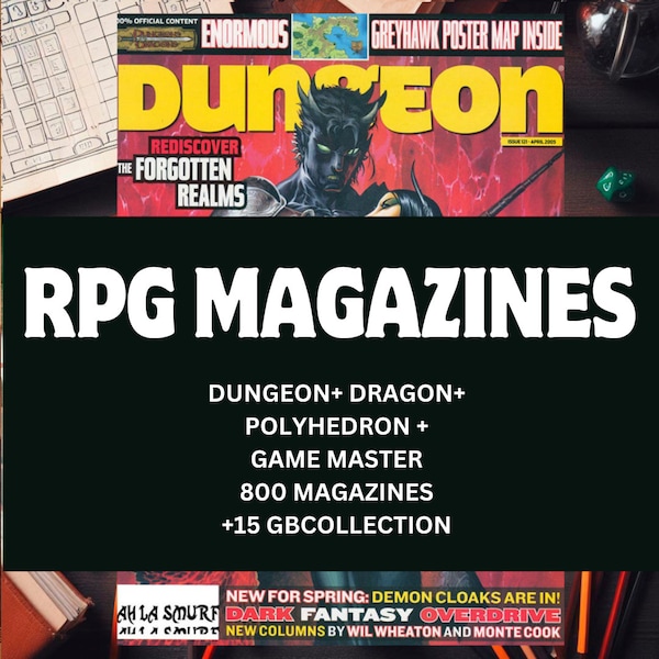 Dungeons and Dragons Magazine - Dungeons and Dragons Books - DnD Gifts - Dungeon Magazine - Dragon - +900 PDF - +15GB - Direct Download