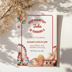 County Fair Birthday Party Invite, Editable Carnival Theme Invitation, Printable Kids Birthday Invite, Circus Birthday