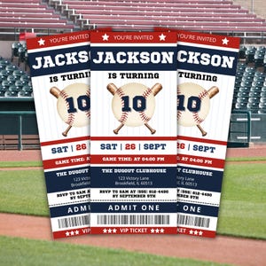 Baseball Ticket Birthday Invitation: Editable Sports Party Invite (Digital Printable 3x7 inches)