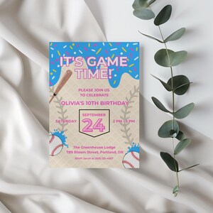 Baseball Drip Invite, Icecream Drip Invite, Digital Bday Invite, Social Media Invite, Instant Download, Digital Sharing, Canva Template, Digital Download, Baseball Ice Cream, Baseball Birthday, Instant Access, Ice Cream Drip Ball, Drip Baseball Party