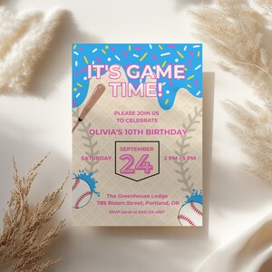 Baseball Drip Invite, Icecream Drip Invite, Digital Bday Invite, Social Media Invite, Instant Download, Digital Sharing, Canva Template, Digital Download, Baseball Ice Cream, Baseball Birthday, Instant Access, Ice Cream Drip Ball, Drip Baseball Party