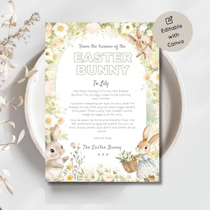 Carta editable del Conejo de Pascua, imprimible de Pascua para niños, carta oficial del Conejo de Pascua, publicación exprés del Conejo de Pascua, editar en Canva