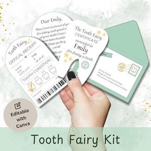 Certificat imprimable de reçu modifiable de fée des dents | Première dent perdue | Lettre réaliste de fée des dents | Lettre de fée des dents pour enfants | Dent perdue