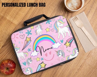 Personalized Unicorn Inspired Lunch Bag | Kids Custom Lunch Bag for School | Personalized | Lunch Bag | Custom Name Lunch Bag | Custom