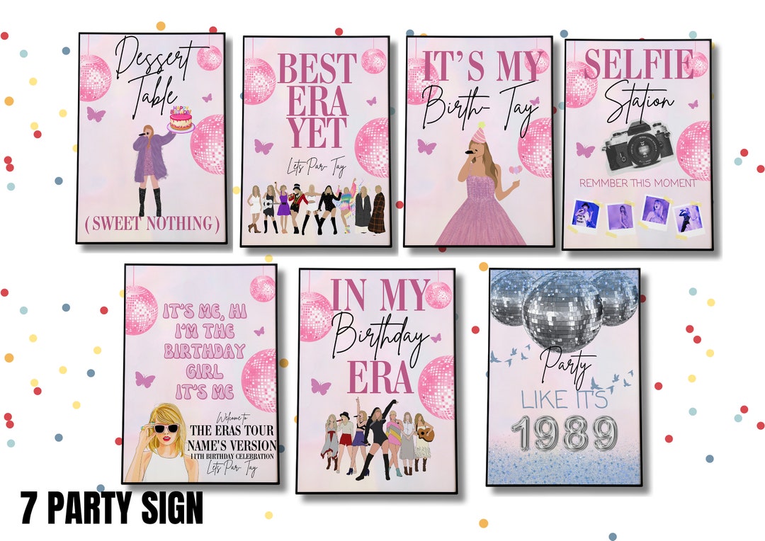 Taylor Swift Inspired Printable Birthday Signs Bundle Eras Party