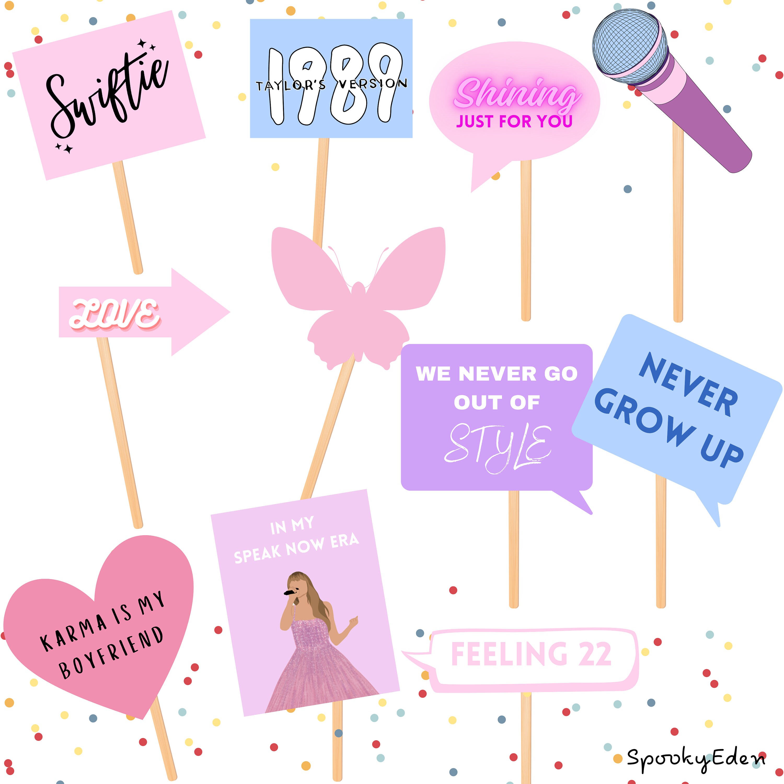 Taylor Swift Inspired Printable Party Bundle 13 Cupcake Toppers 54