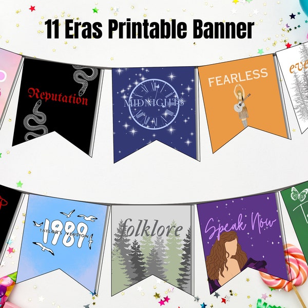 11 Swifties Inspired Printable Party Banners | Printable | Birthday Party | Swiftie | Instant Download |  Eras Printable Banner |