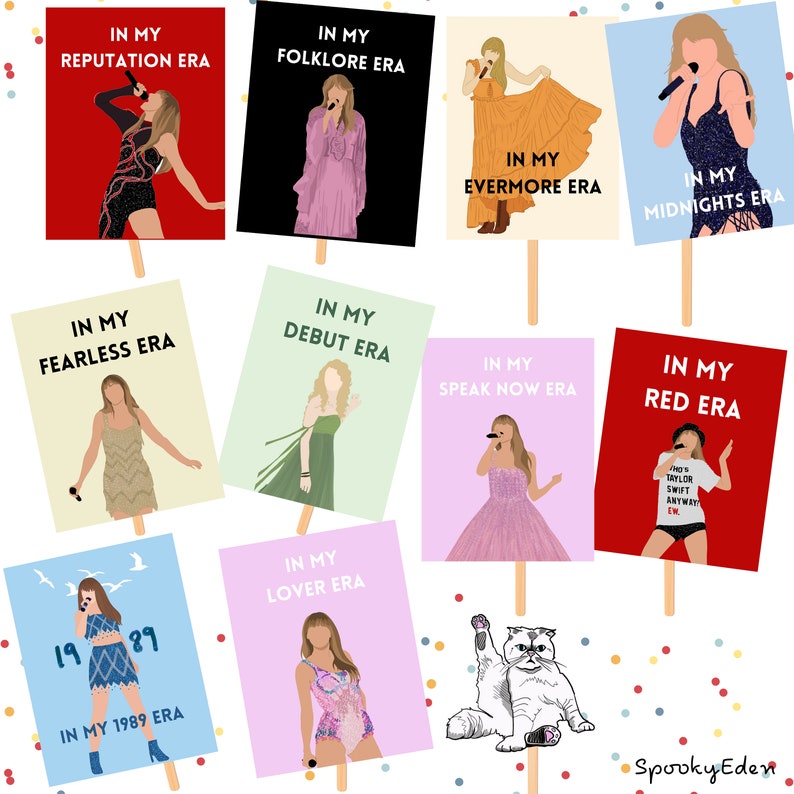 50 accesorios imprimibles de fotomatón inspirados en Swifties / Imprimible / Fiesta de cumpleaños / Eras Tour Party / Fotomatón imprimible / Descarga instantánea imagen 3