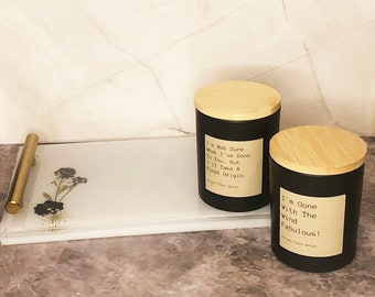 Bravo Quote Candles,  Black Jar With Brown Label, Bravo Gifts, Gifts for Her, Birthday Gift, Soy Candles, Hand poured Candles, Hostess Gift