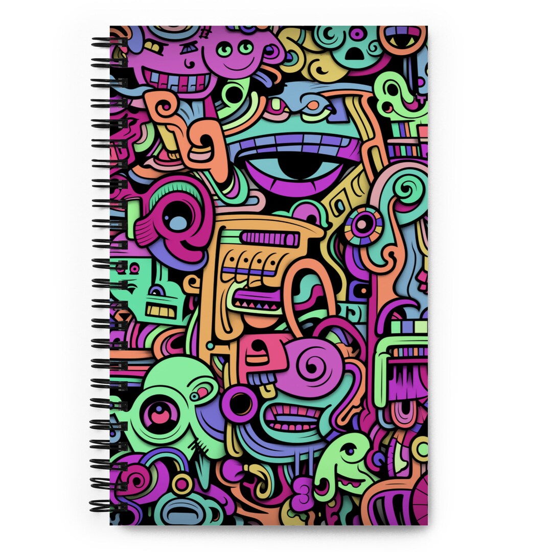 Pastel Color Doodles Spiral Notebook, Notebook - Etsy