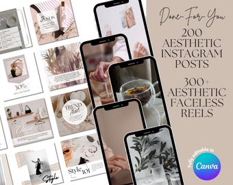 500 publications/bobines/modèles neutres sans visage, esthétiques et minimalistes sur Instagram | Kit réseaux sociaux