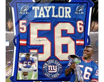 Lawrence Taylor Signed NY Giants Jersey in an Exquisite Acrylic Display! JSA COA Perfect for any football fan's sports cave & a great gift!