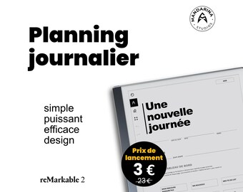 Template reMarkable 2 - Planning de journée / outil d'organisation personnelle / calendrier journalier - En français - Droitier et gaucher