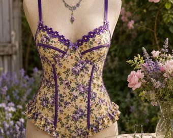 Floral Teddy Lingerie Set with Matching Jewelry | Romantic Vintage Inspired Bodysuit | Violetta