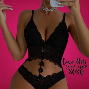 Women&#39;s Sweet Sexy Black Teddy/Bodysuit Uniquely Detailed Comfort Fashion Designed Premium Gift for Her FREE gift and SHIPPING
