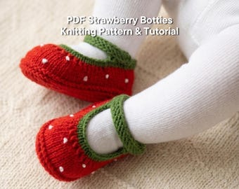 Neugeborenen Strick Erdbeeren Muster: Baby Booties (PDF Pattern)