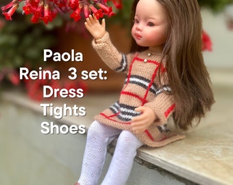 Paola Reina Doll 3 ITEMS Set: Exclusive Handmade Outfit - Dress, Tights, Shoes