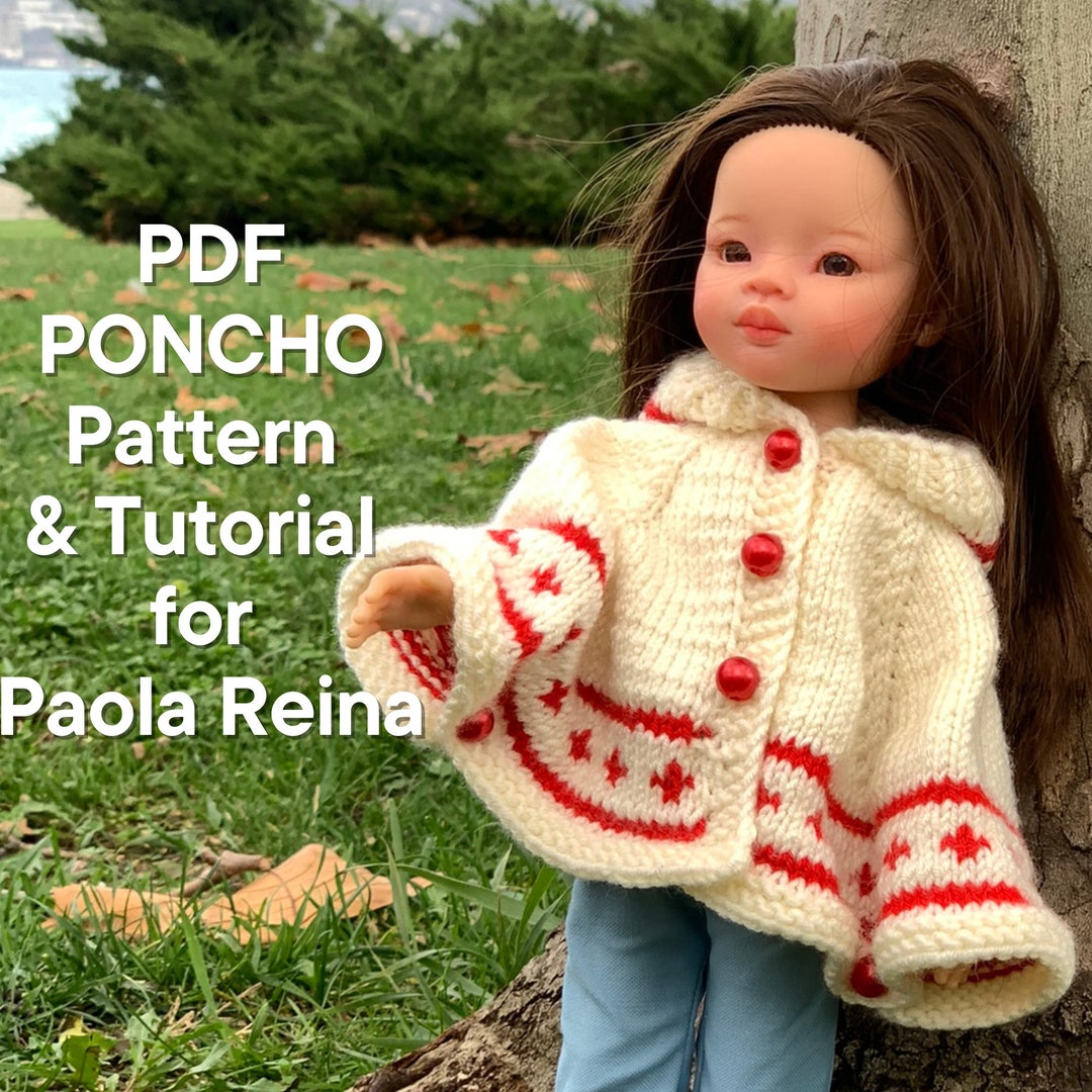 Pattern Boneka Poncho for Paola Reina KNIT PATTERN and Tutorial Poncho for Boneka 12 ...