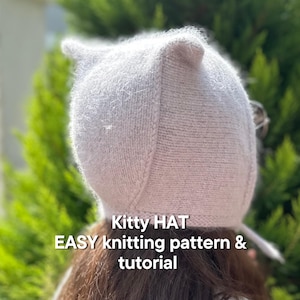 Kitty Hat Knitting Pattern PDF: Adorable Cat-Ear Hat – Easy Beginner Tutorial, DIY Knit Beanie, Animal Ears, Instant Digital Download