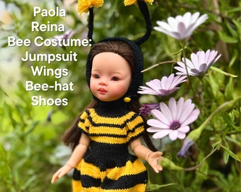 Paola Reina Doll Bee Costume Set: Exclusive Handmade Outfit - Jumpsuit, Wingsm Bee- hat, Shoes