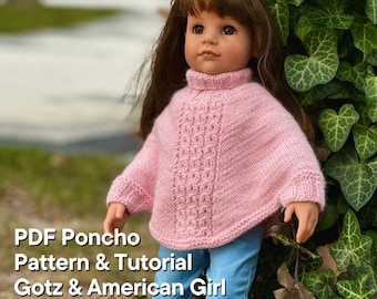 Patrón de tejido para poncho de muñeca: Muñecas de 18 pulgadas, Gotz, American Girl (PDF)