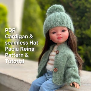 PDF Cardigan & Hat Knitting Pattern Tutorial  for Paola Reina doll (12&quot;/32 cm) eng