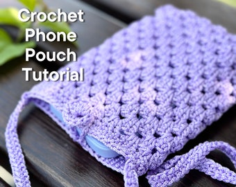 Modèle de sac à bandoulière au crochet : pochette pour téléphone portable à monter soi-même (téléchargement numérique)