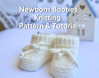 Easy Newborn Booties Knitting Pattern & Tutorial - 0-3M PDF Download ENG