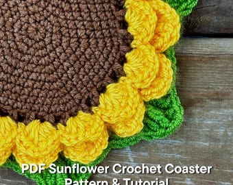 Crochet Sunflower Coaster Pattern: Easy DIY Flower (PDF Digital Download