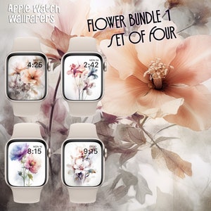 Apple Watch Wallpaper Flower Bundle 1, set of four, Soft color, Flower Watch Face